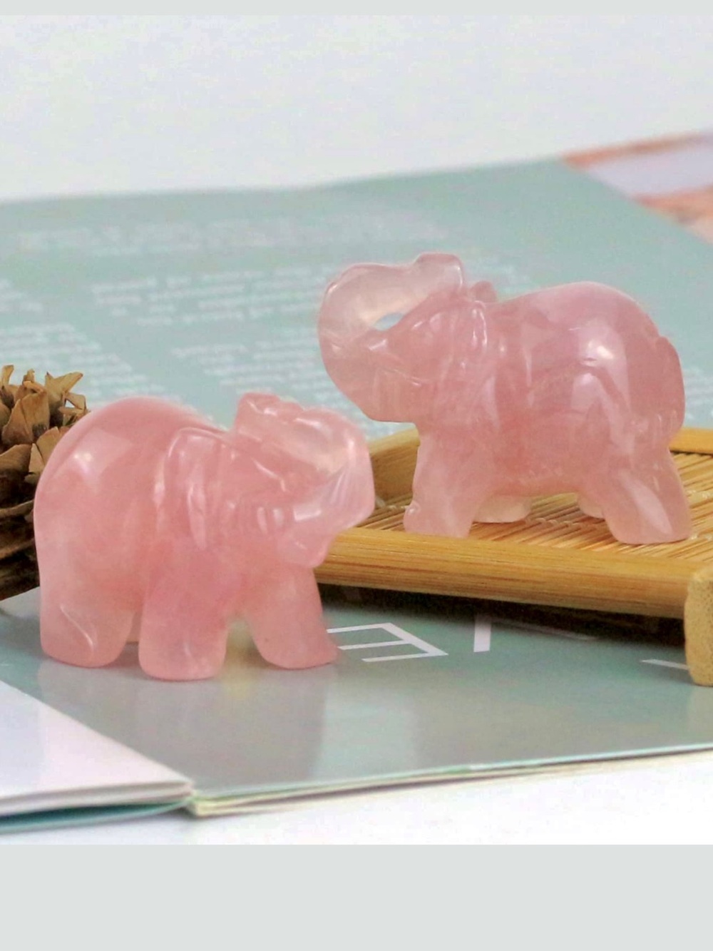 🆕New 1.5 Rose Quartz Elephant Crystal Healing Crystal Figurine